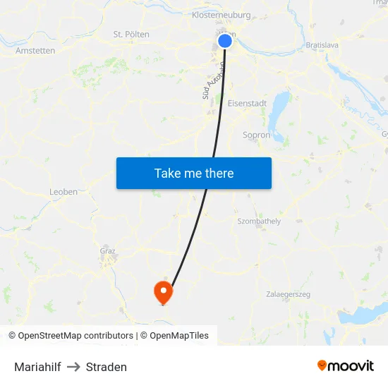 Mariahilf to Straden map