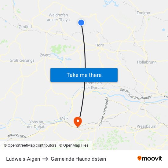 Ludweis-Aigen to Gemeinde Haunoldstein map