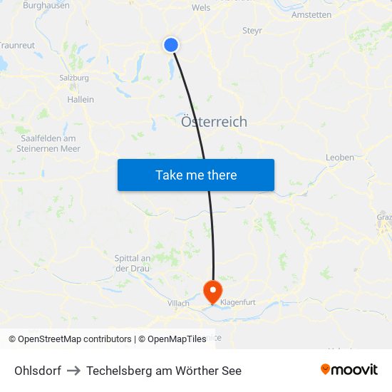 Ohlsdorf to Techelsberg am Wörther See map