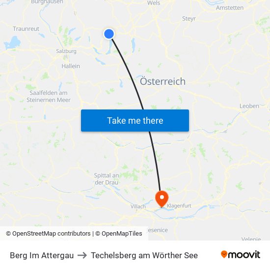 Berg Im Attergau to Techelsberg am Wörther See map