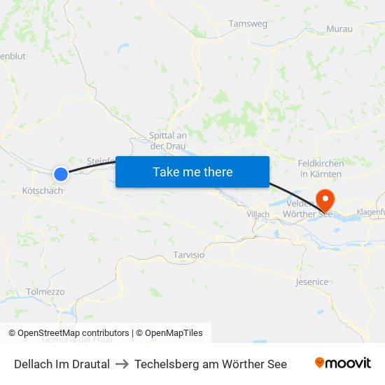 Dellach Im Drautal to Techelsberg am Wörther See map