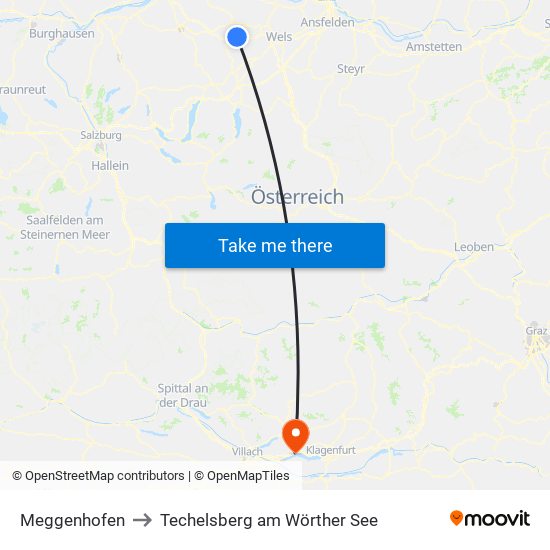 Meggenhofen to Techelsberg am Wörther See map
