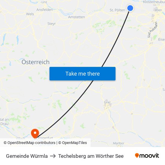 Gemeinde Würmla to Techelsberg am Wörther See map