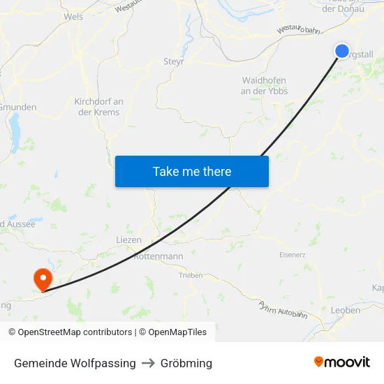 Gemeinde Wolfpassing to Gröbming map