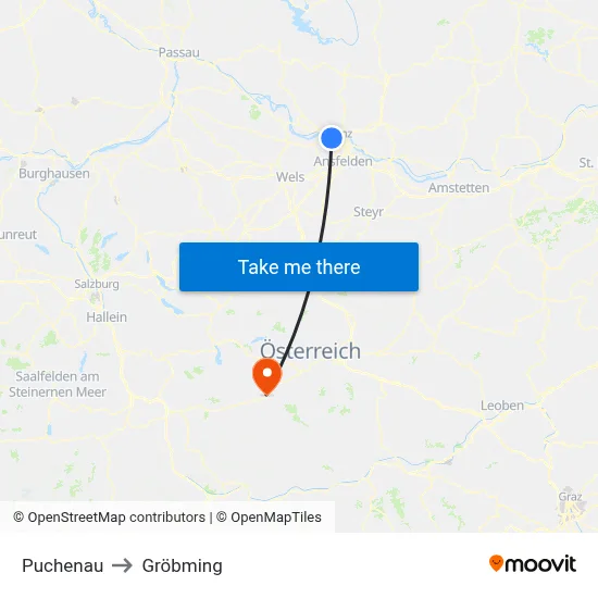 Puchenau to Gröbming map