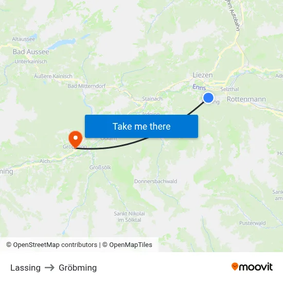 Lassing to Gröbming map