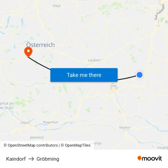 Kaindorf to Gröbming map