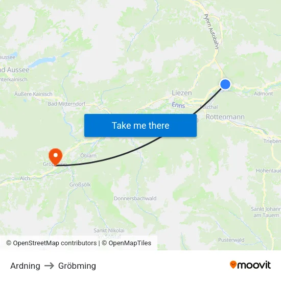 Ardning to Gröbming map