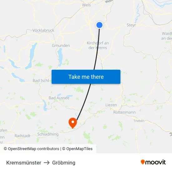 Kremsmünster to Gröbming map