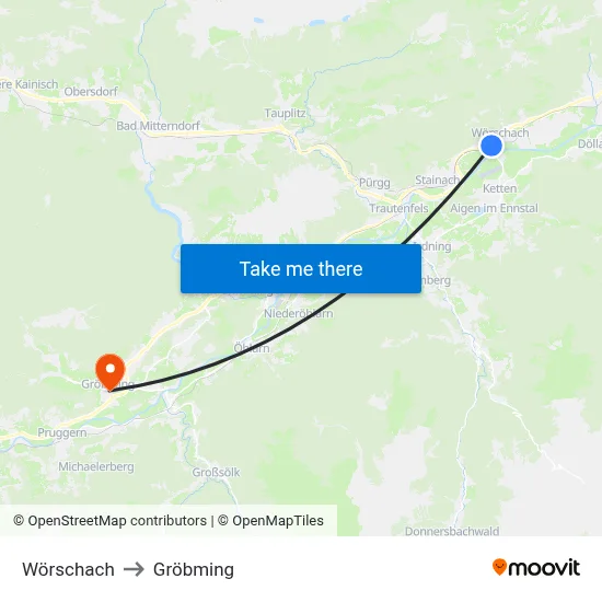 Wörschach to Gröbming map