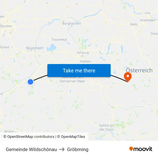 Gemeinde Wildschönau to Gröbming map