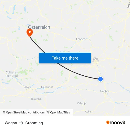 Wagna to Gröbming map