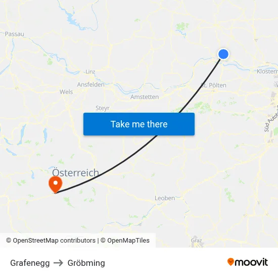 Grafenegg to Gröbming map