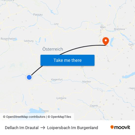 Dellach Im Drautal to Loipersbach Im Burgenland map
