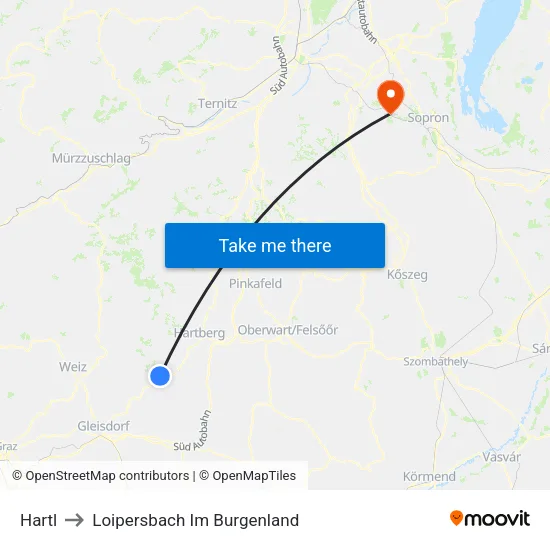 Hartl to Loipersbach Im Burgenland map