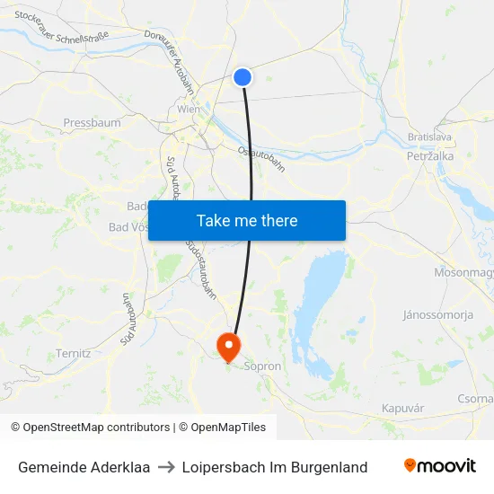 Gemeinde Aderklaa to Loipersbach Im Burgenland map