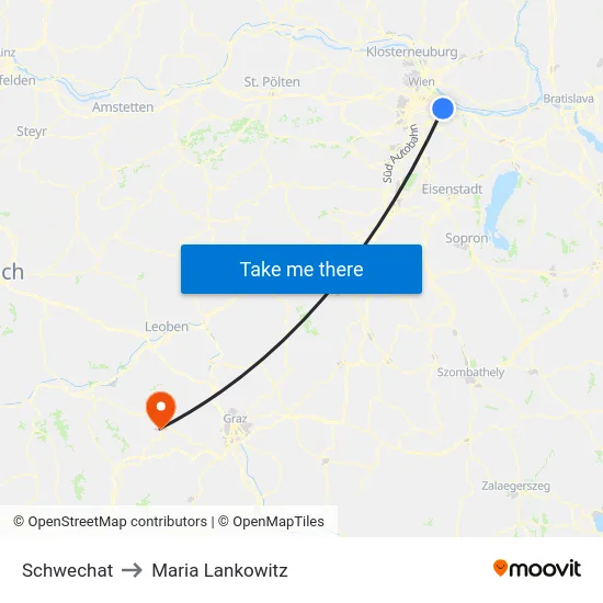 Schwechat to Maria Lankowitz map
