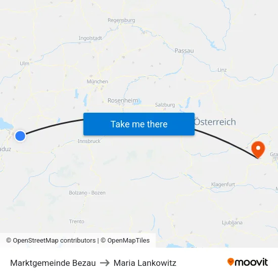 Marktgemeinde Bezau to Maria Lankowitz map