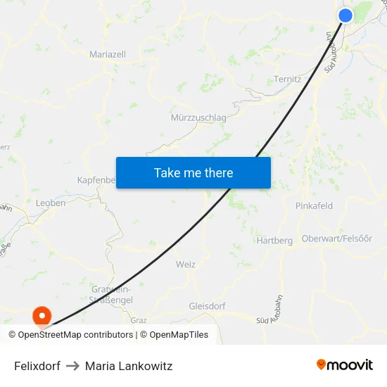 Felixdorf to Maria Lankowitz map