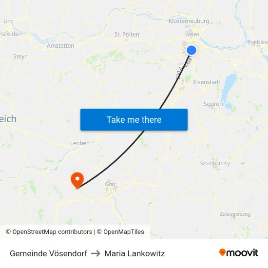 Gemeinde Vösendorf to Maria Lankowitz map