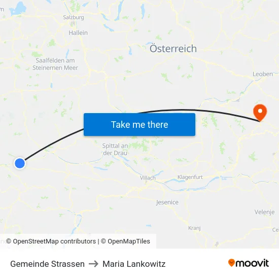 Gemeinde Strassen to Maria Lankowitz map