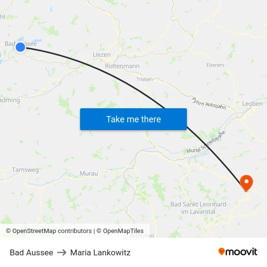 Bad Aussee to Maria Lankowitz map