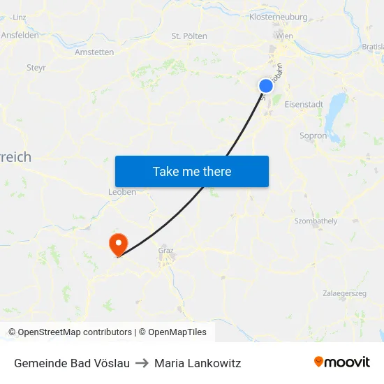 Gemeinde Bad Vöslau to Maria Lankowitz map