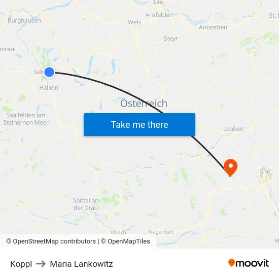 Koppl to Maria Lankowitz map