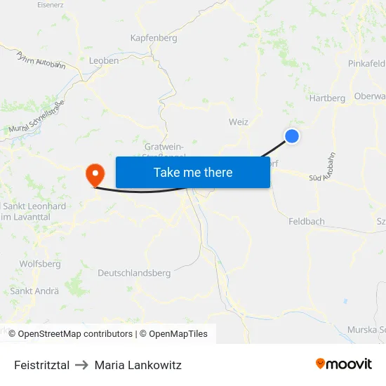 Feistritztal to Maria Lankowitz map