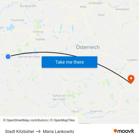 Stadt Kitzbühel to Maria Lankowitz map