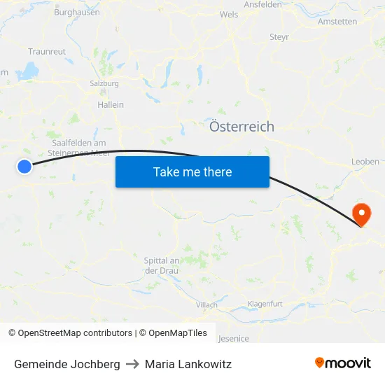 Gemeinde Jochberg to Maria Lankowitz map