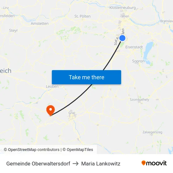 Gemeinde Oberwaltersdorf to Maria Lankowitz map