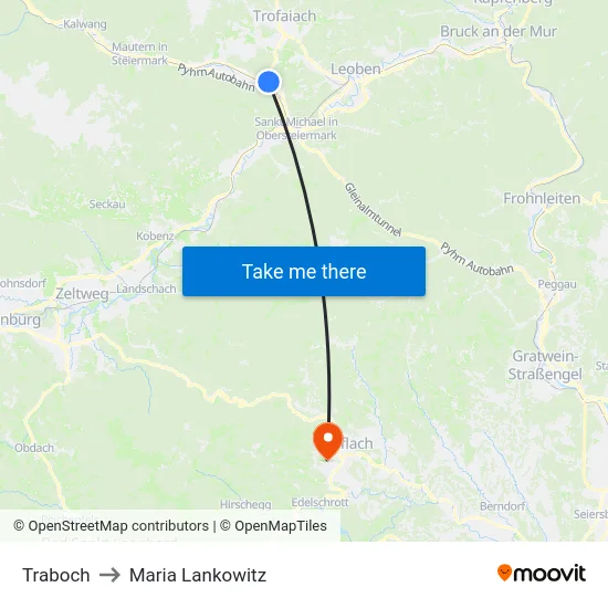 Traboch to Maria Lankowitz map