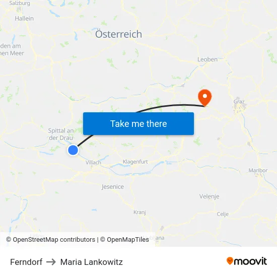 Ferndorf to Maria Lankowitz map
