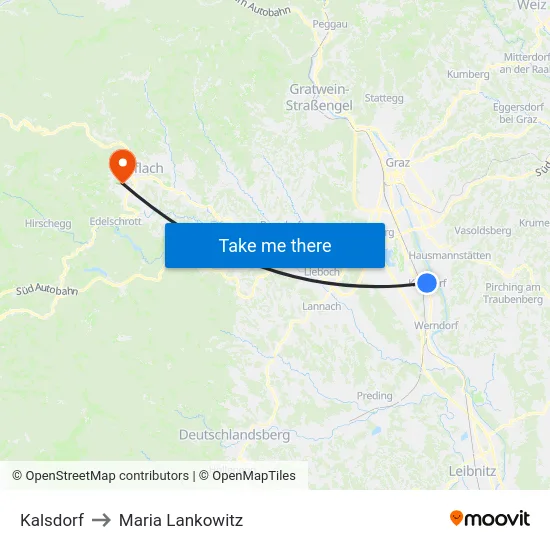 Kalsdorf to Maria Lankowitz map