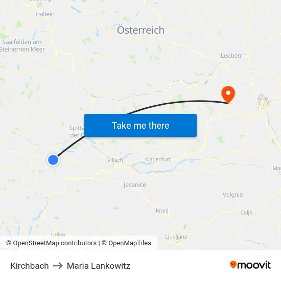 Kirchbach to Maria Lankowitz map