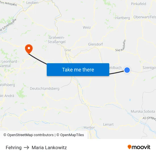 Fehring to Maria Lankowitz map