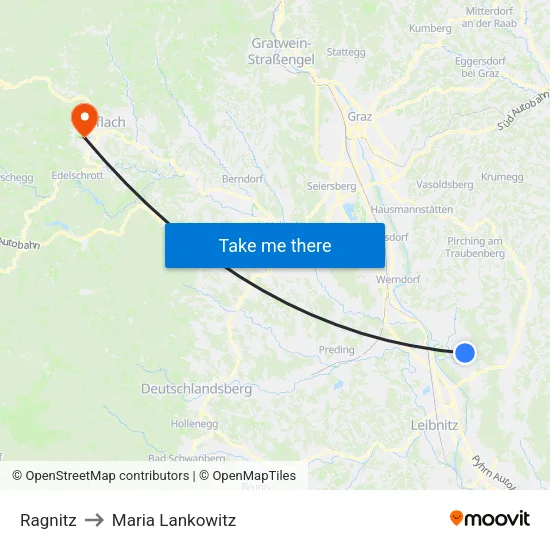 Ragnitz to Maria Lankowitz map