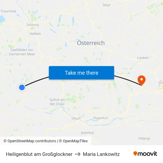 Heiligenblut am Großglockner to Maria Lankowitz map