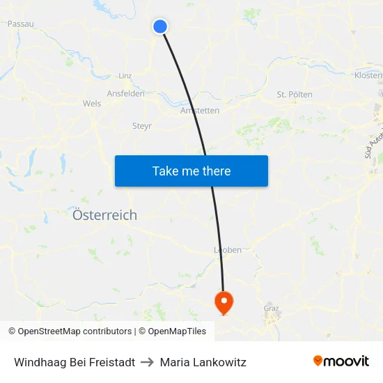 Windhaag Bei Freistadt to Maria Lankowitz map