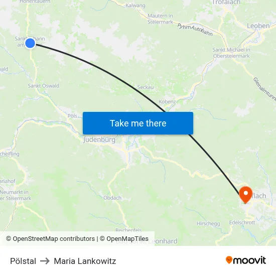 Pölstal to Maria Lankowitz map