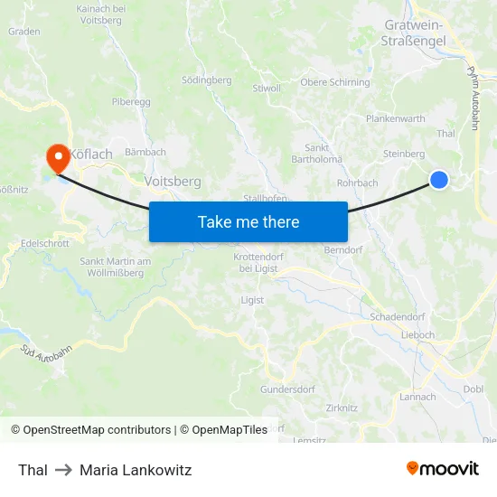 Thal to Maria Lankowitz map