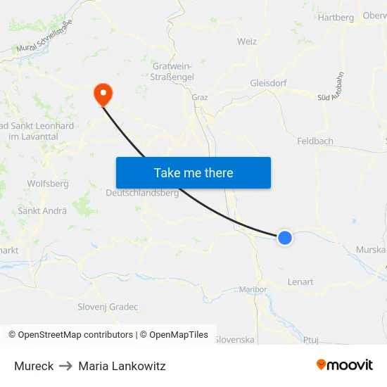 Mureck to Maria Lankowitz map
