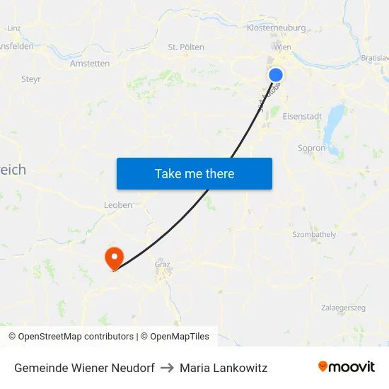 Gemeinde Wiener Neudorf to Maria Lankowitz map