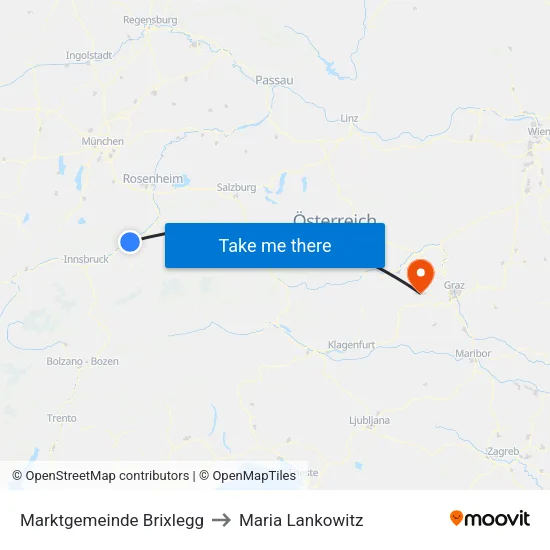 Marktgemeinde Brixlegg to Maria Lankowitz map