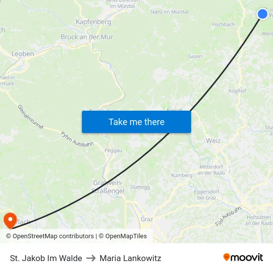 St. Jakob Im Walde to Maria Lankowitz map