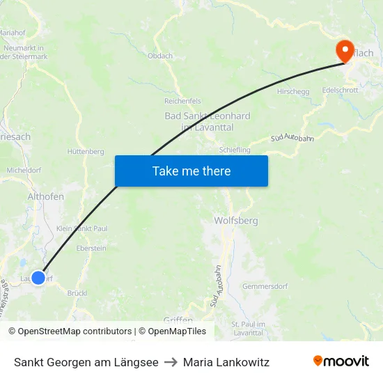 Sankt Georgen am Längsee to Maria Lankowitz map