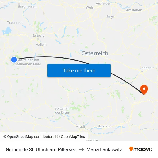 Gemeinde St. Ulrich am Pillersee to Maria Lankowitz map