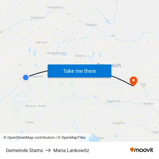 Gemeinde Stams to Maria Lankowitz map