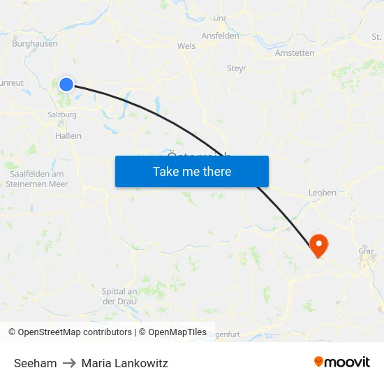 Seeham to Maria Lankowitz map